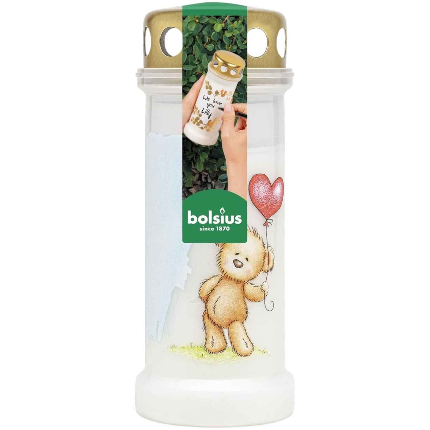 Lampe funéraire Bolsius no. 6 ours en peluche blanc