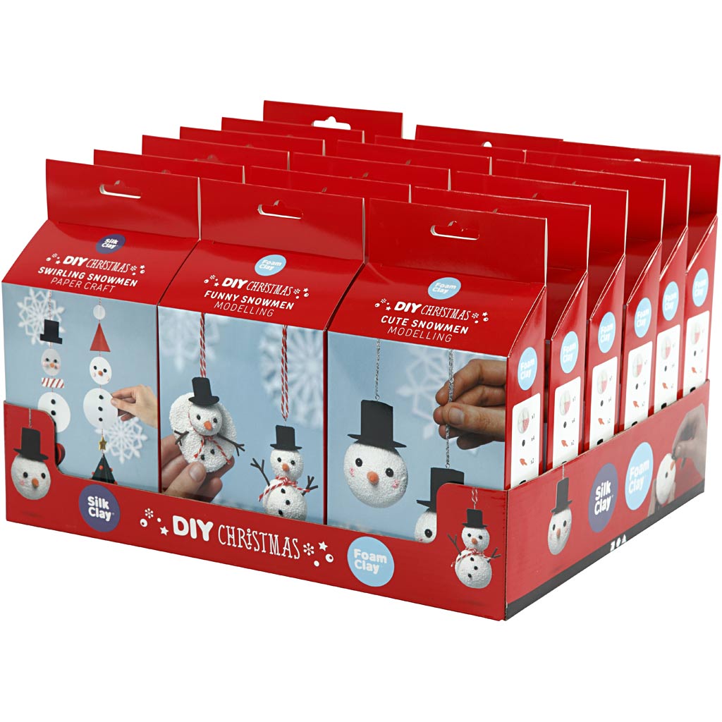 Bonhommes de neige mignons et drôles en argile de soie, 18 set 1 boîte
