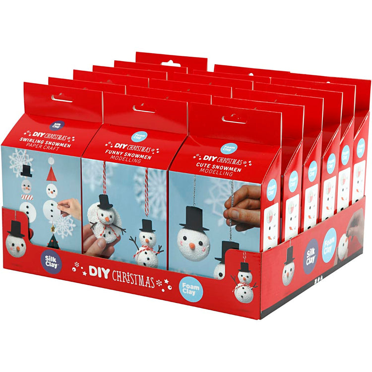 Bonhommes de neige mignons et drôles en argile de soie, 18 set 1 boîte
