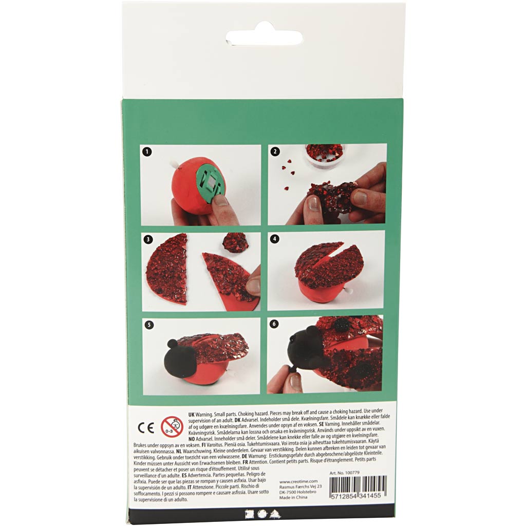 Lara la coccinelle en pâte à soie, 1 set