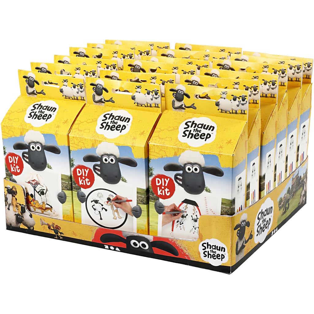 Présentoir de comptoir Shaun le mouton avec ensembles de bricolage, 18 ensembles 1 boîte