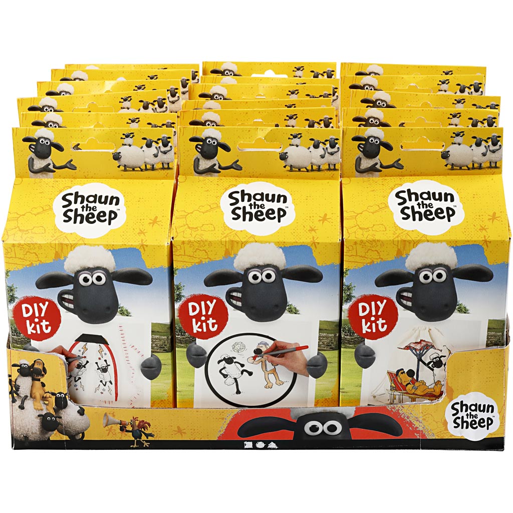 Présentoir de comptoir Shaun le mouton avec ensembles de bricolage, 18 ensembles 1 boîte