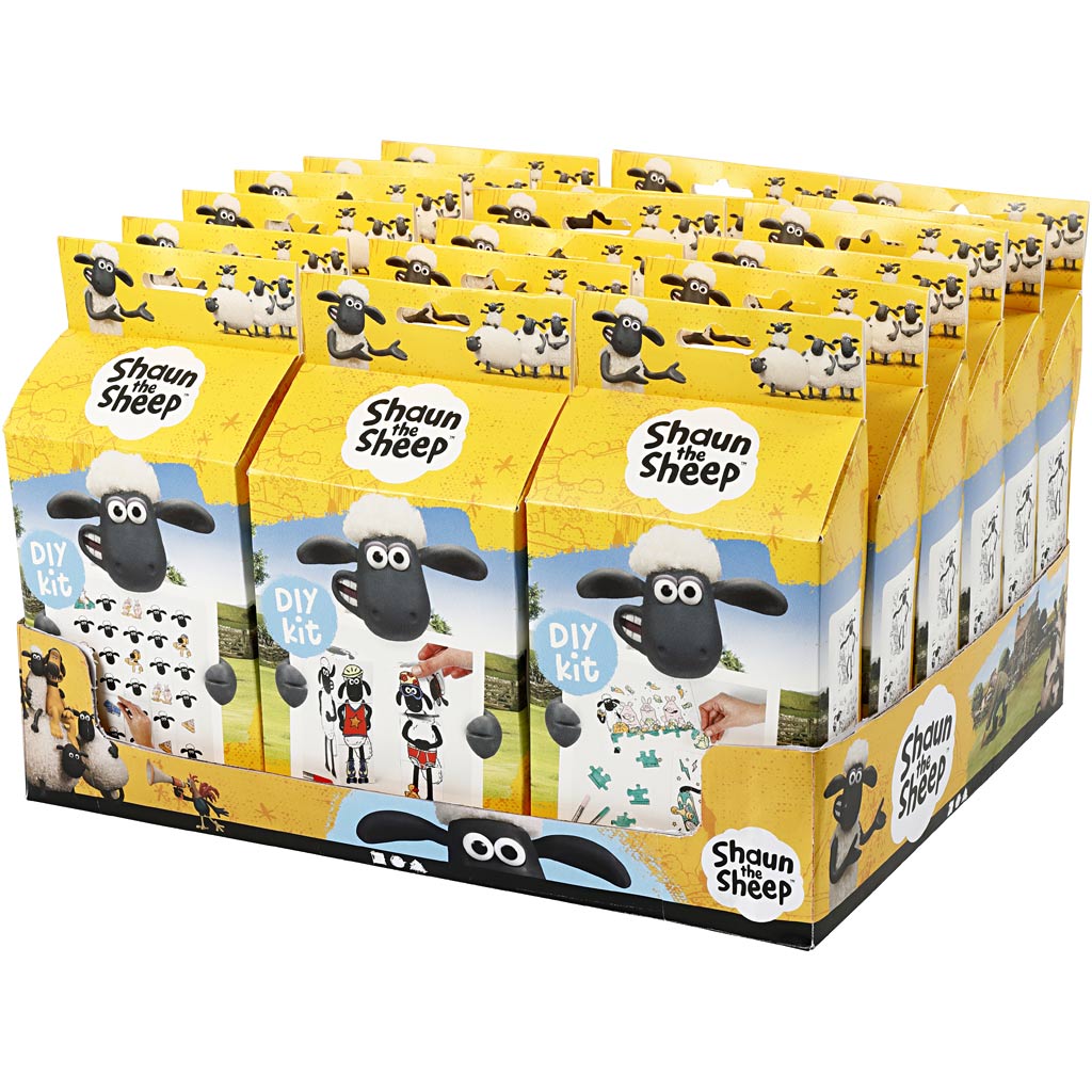 Présentoir de comptoir Shaun le mouton avec ensembles de bricolage, 18 ensembles 1 boîte