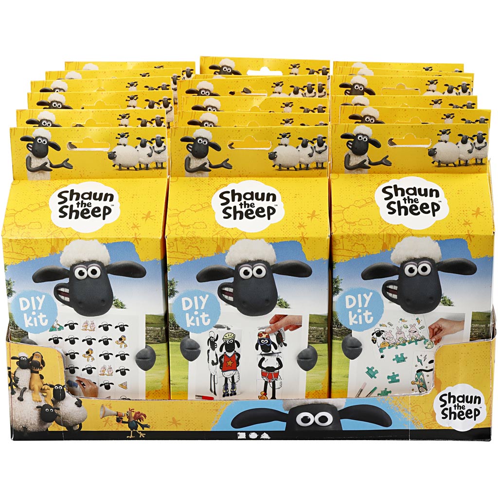 Présentoir de comptoir Shaun le mouton avec ensembles de bricolage, 18 ensembles 1 boîte