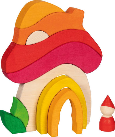 Blocs de construction Goki - Maison champignon - 11 pièces - bois - 3 ans