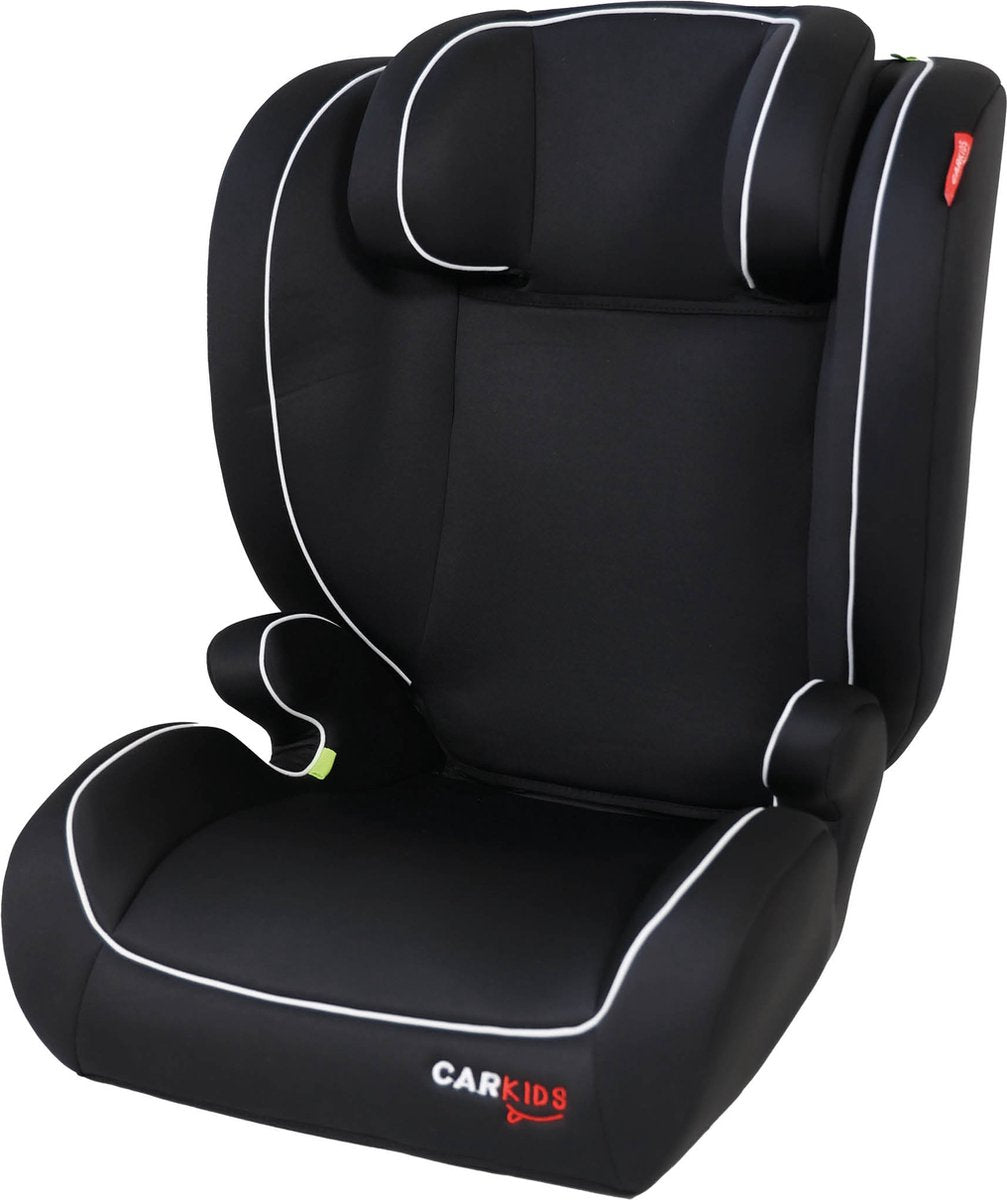 Siège auto Carkids i-size frankie - conforme à la norme i-size r-129 - pour enfants de 100 à 150 cm - appui-tête réglable - options d'installation flexibles - noir et blanc