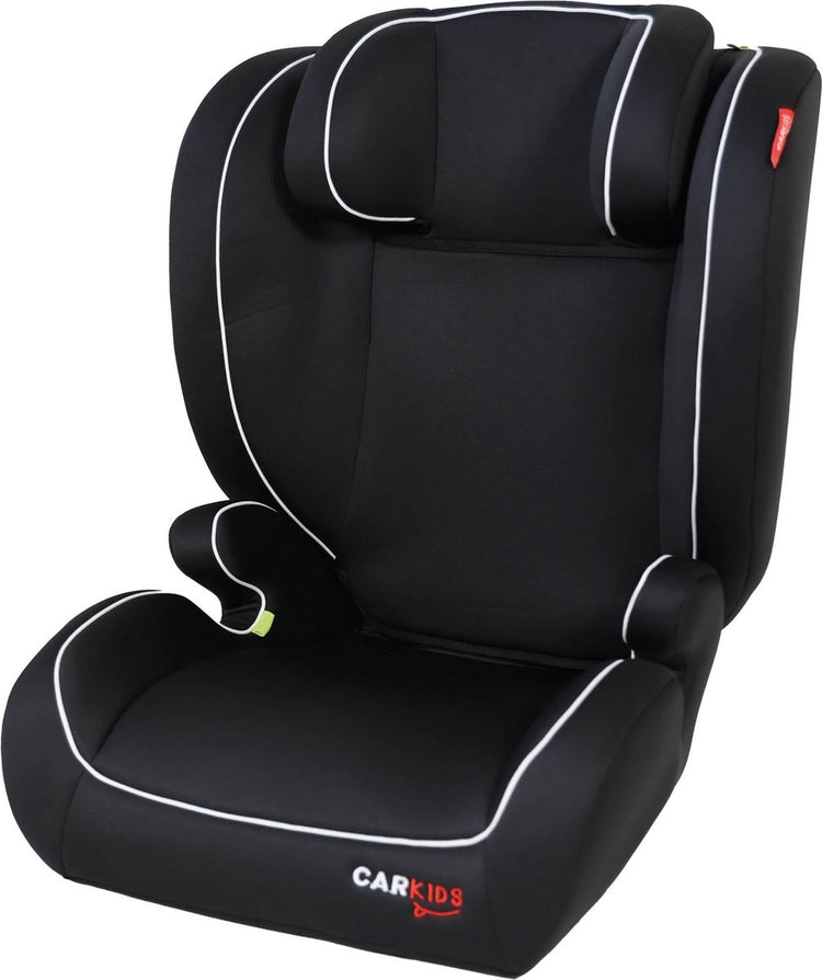 Siège auto Carkids i-size frankie - conforme à la norme i-size r-129 - pour enfants de 100 à 150 cm - appui-tête réglable - options d'installation flexibles - noir et blanc