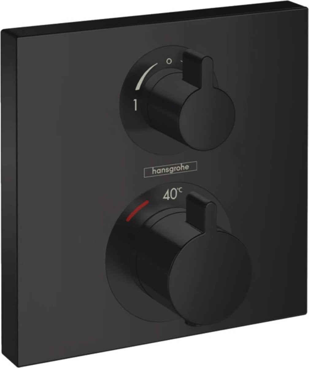 Hansgrohe ecostat set de finition thermostat carré pour 2 fonctions noir mat