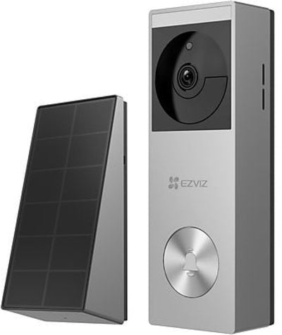 Ezviz hp3 pro - sonnette vidéo - installation facile - 2k HD - vision nocturne couleur - pas d'abonnement - stockage 32Go - panneau solaire - batterie ou filaire - IP65
