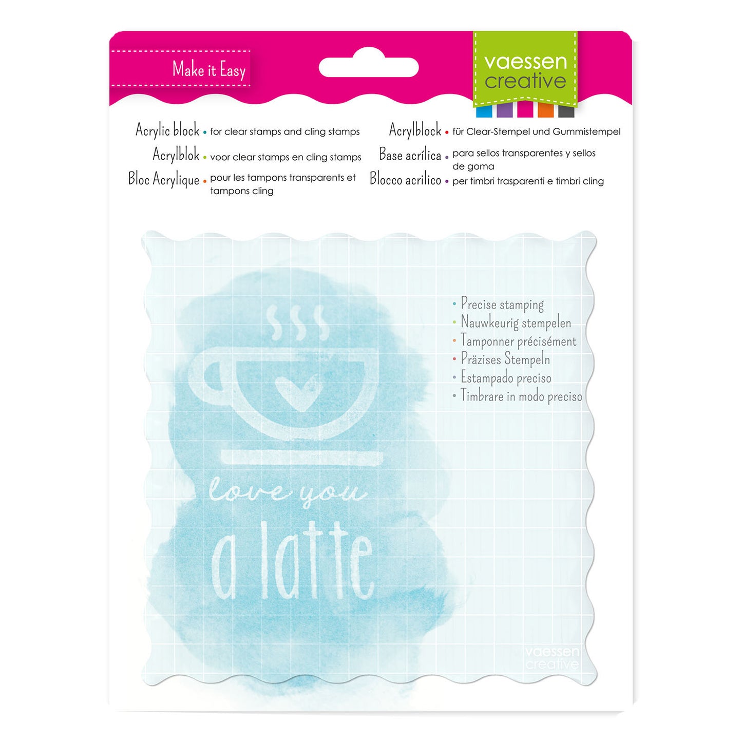Vaessen creative • bloc tampon acrylique 16x16x0,8cm