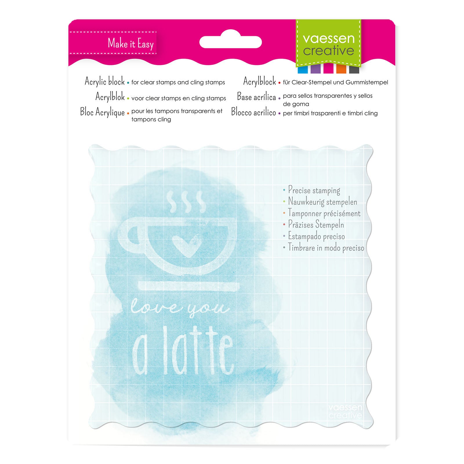 Vaessen creative • bloc tampon acrylique 16x16x0,8cm