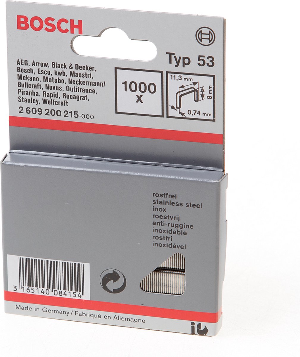 Accessoires Bosch sans fil fin type 53 11,4 x 0,74 x 8 mm 1000 pcs - 2609200215