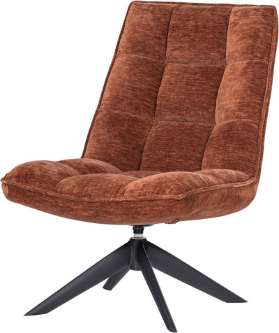 Fauteuil pivotant Woood Jouke - structure chenille - marron rouille - 97x70x85