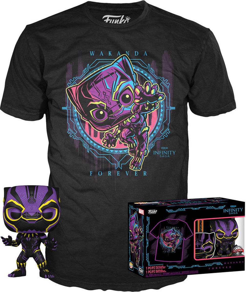 Funko marvel - bobble head pop n° xx - panthère noire + tee (m)