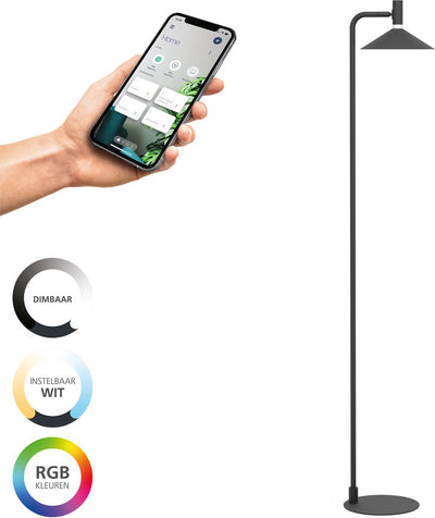 Lampadaire intelligent Eglo connect.z conomavilla-z - LED - 151 cm - noir et blanc - lumière blanche RGB réglable - dimmable - zigbee