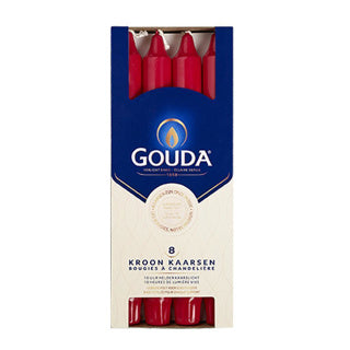 Gouda Crown Candles 8 pièces Ruby Red