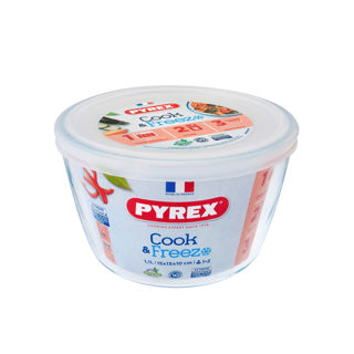 Pyrex pyrex cuit et gel de nettoyage rond de nettoyage rond avec couvercle 1.1L