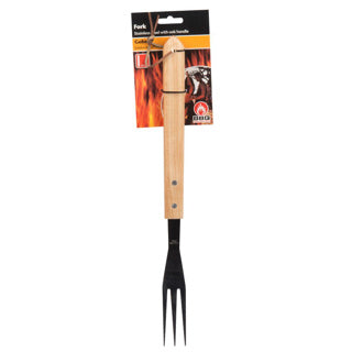 Collection de barbecue BBQ Collection Luxury Meat Fork 41 cm en acier inoxydable en chêne