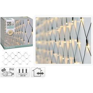 No brand Éclairage secteur LED de Noël 320 LED blanc chaud extérieur, lumière 0,5 cm, 300x150 cm, IP44