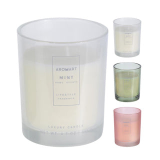 Bougie parfumé aromart en verre 3 assorti