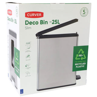 Curver Curver Decobin Slim Pedal Bin 25l Noir métallique