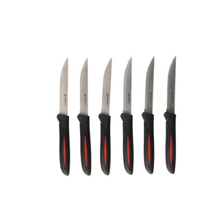 Couteaux de steak alpina 23 cm 6 pièces rouge noir