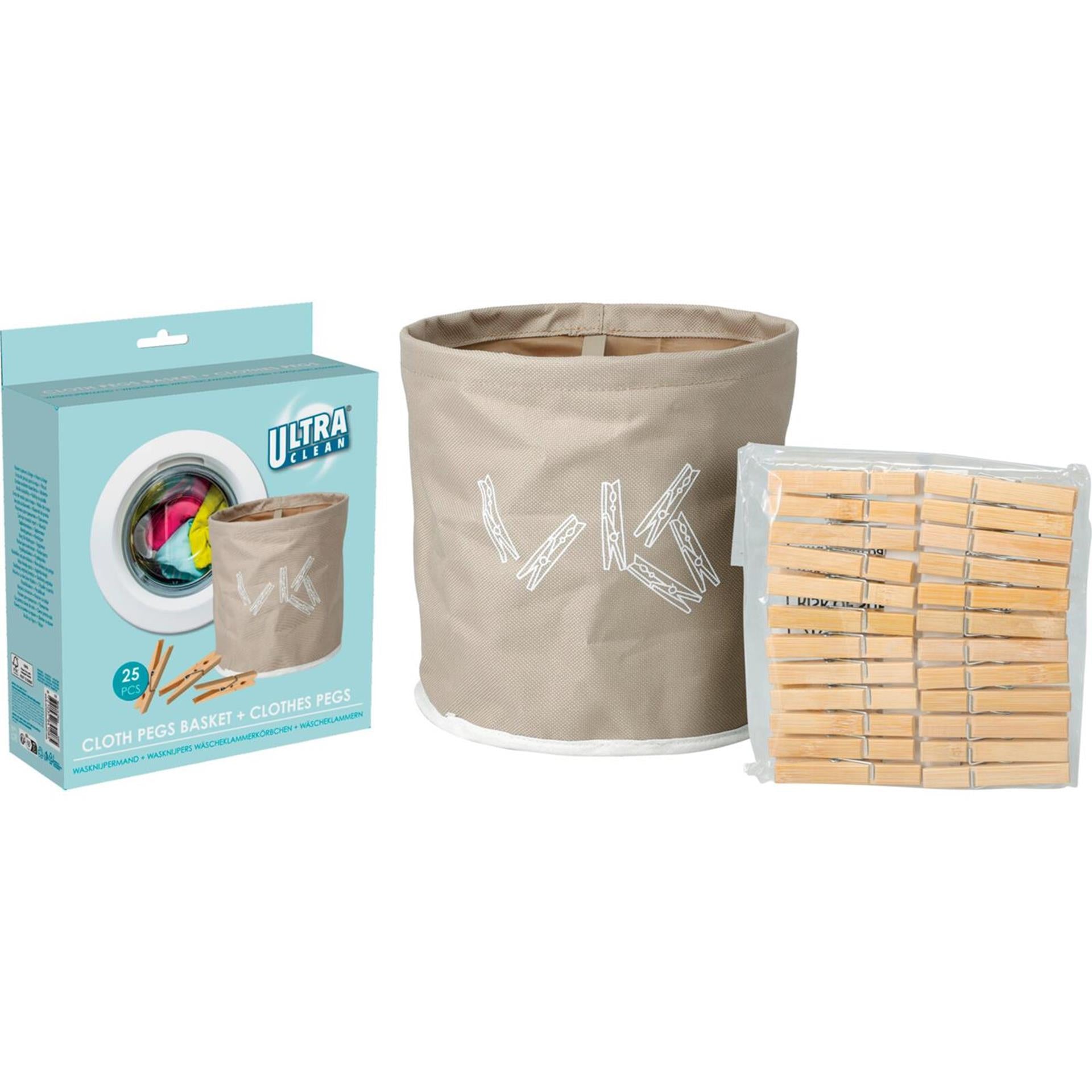 Panier à pinces à linge avec 24 pinces à linge