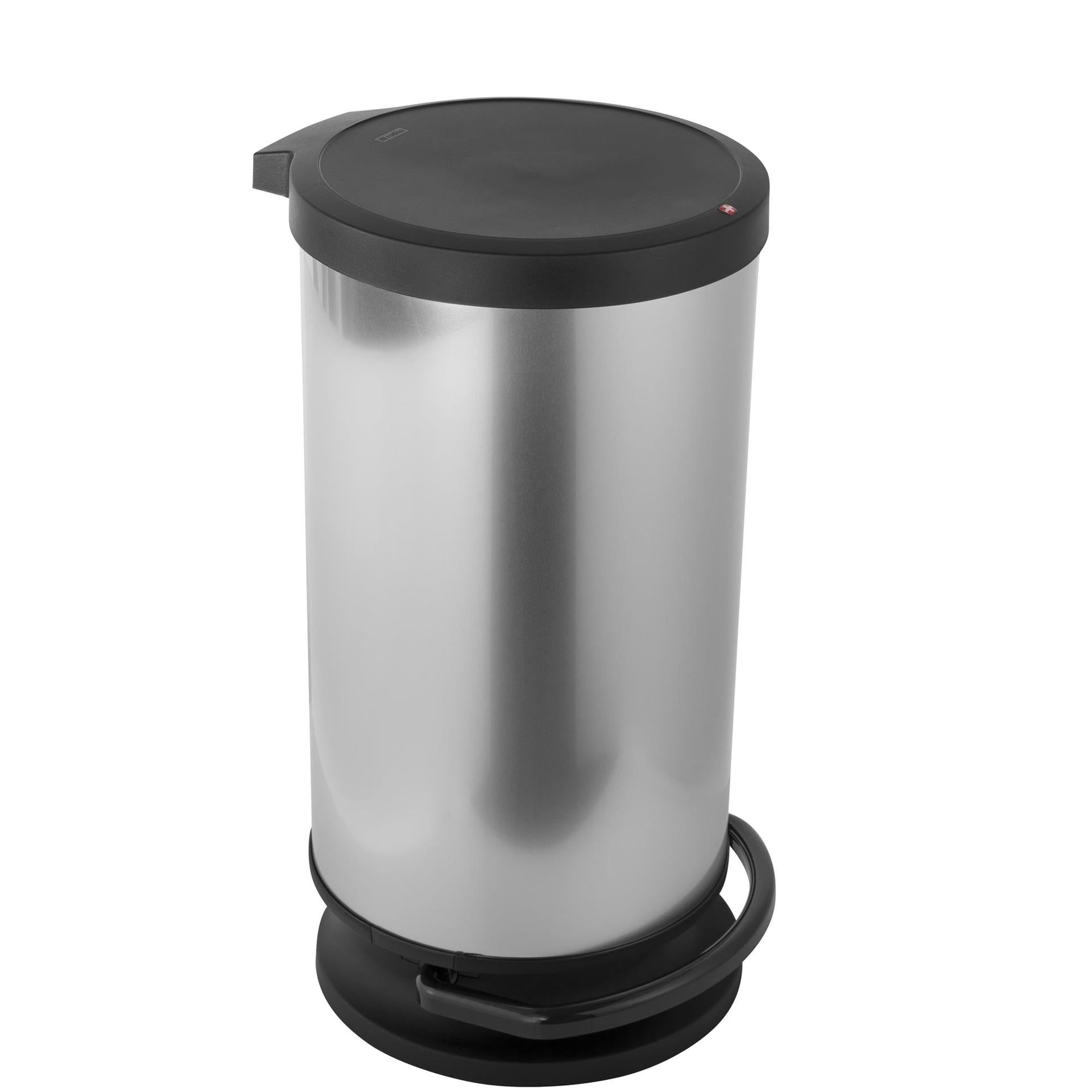 Rotho rotho paso pédale bac 30l argent métallique noir