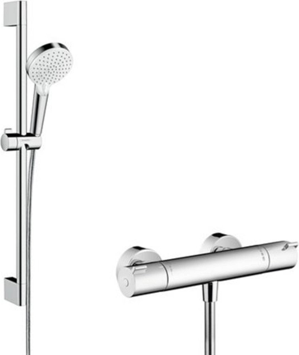 Hansgrohe kit de rénovation crometta vario 1001 cl - thermostat - thermostat ecostat - 65 cm - chrome blanc