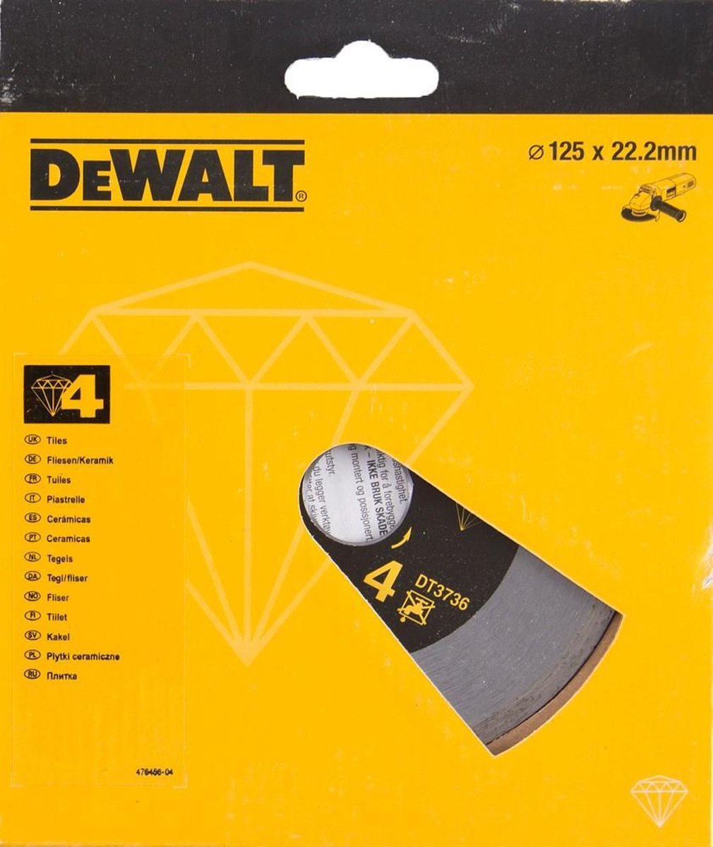 Accessoires Dewalt disque diamanté, fritté, pour carrelage, ø125mm - dt3736-xj