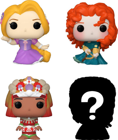 Funko Bitty Pop : Disney Princess 4-pack série 4 - Raiponce 223 - Merida 324 - Moana 417 + Mystère