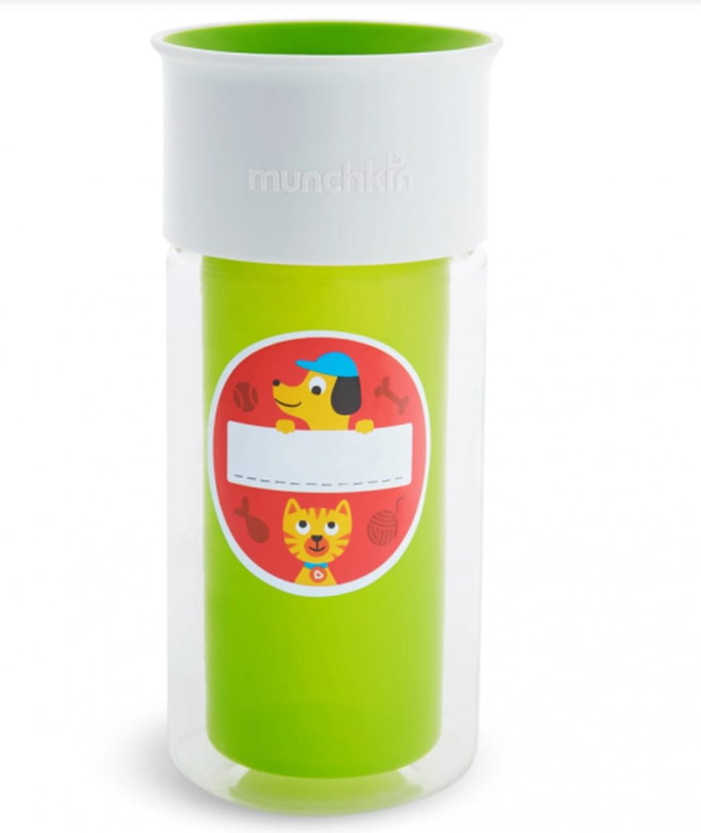 Gobelet enfant isotherme Munchkin miracle 360° - anti-déversement - garde les boissons froides plus longtemps - à partir de 12 mois - coloris vert