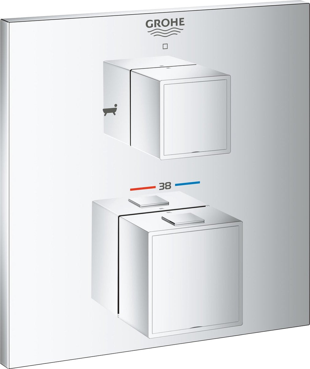 Robinet de bain à encastrer Grohe Grohtherm cube - partie en saillie - avec inverseur - chrome