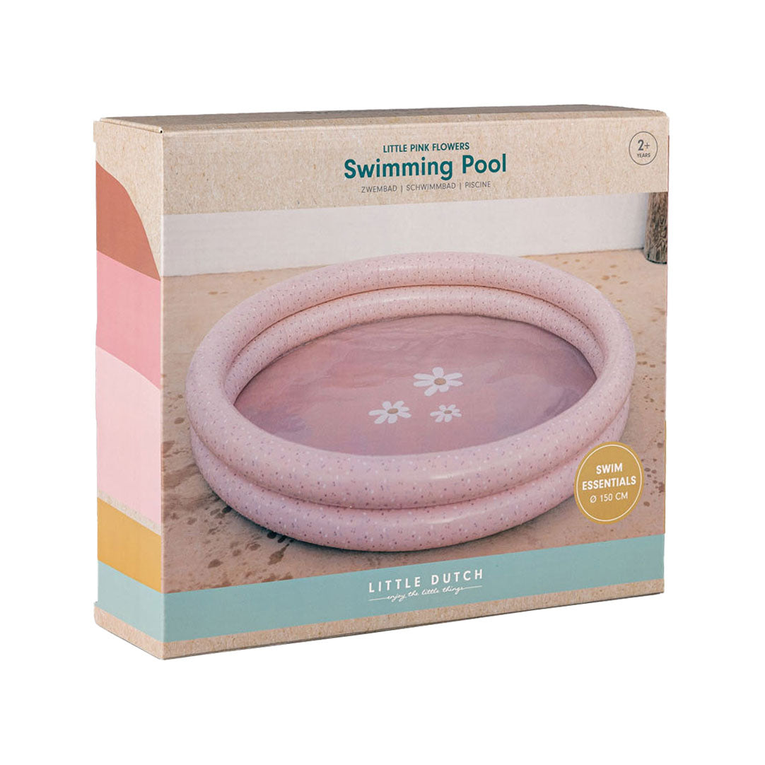 Petite piscine hollandaise Fleurs et papillons 150 cm rose