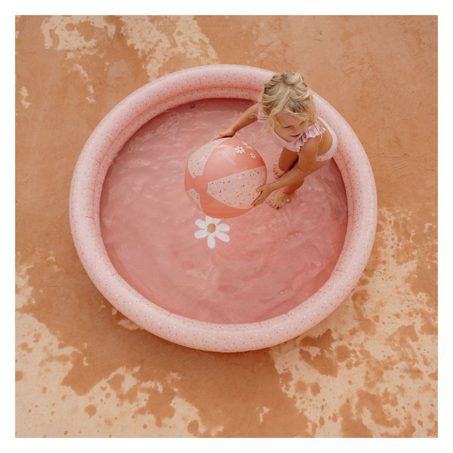 Petite piscine hollandaise Fleurs et papillons 150 cm rose