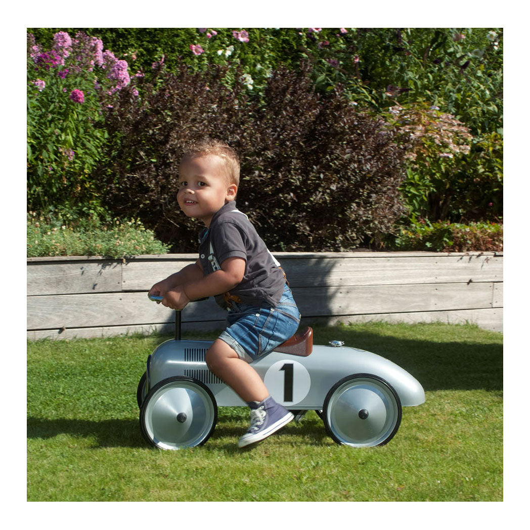 Retro Roller Metal Walking Car Jean 75x40x40 cm Silver