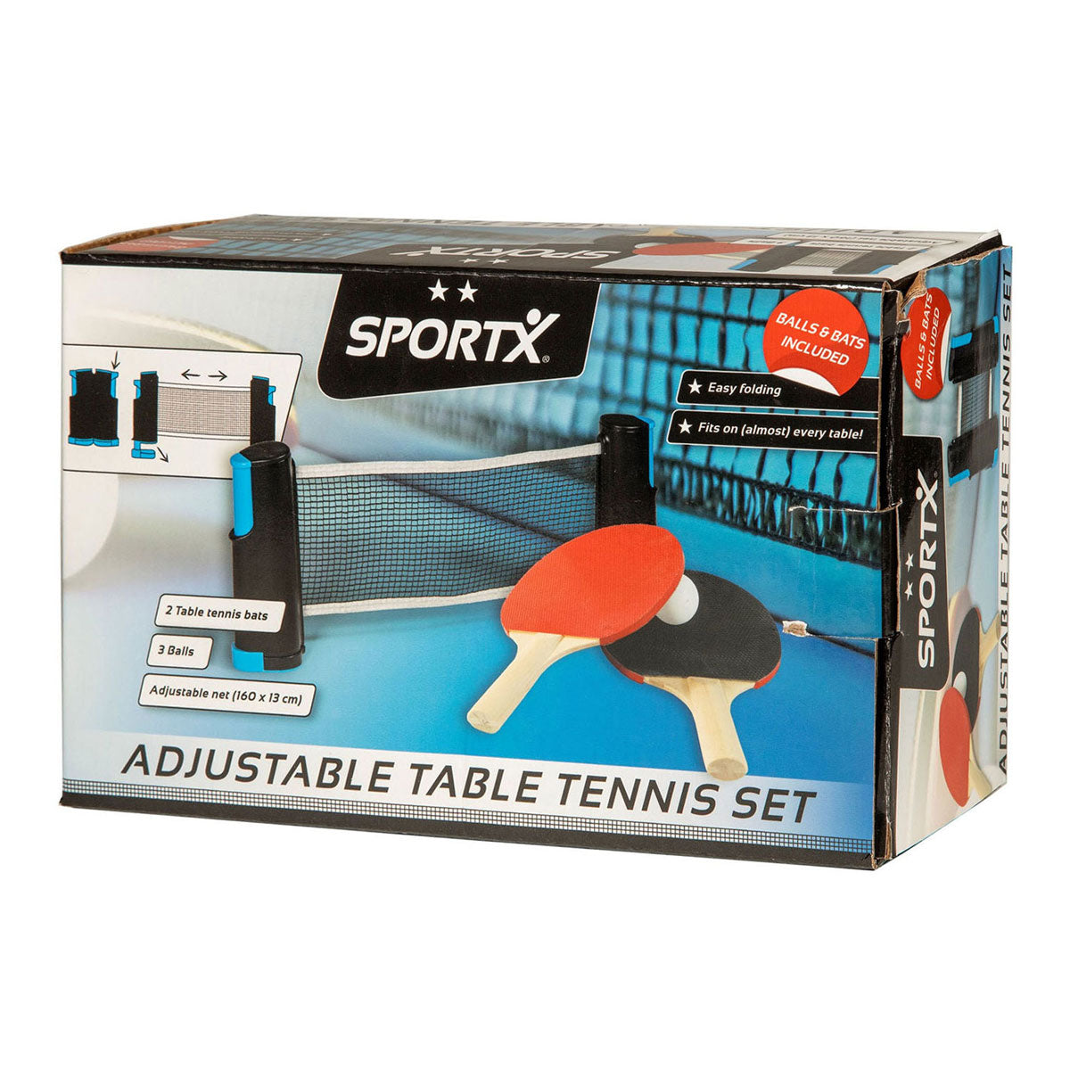 Réseau de tennis de table roulable sportx avec 2 chauves-souris