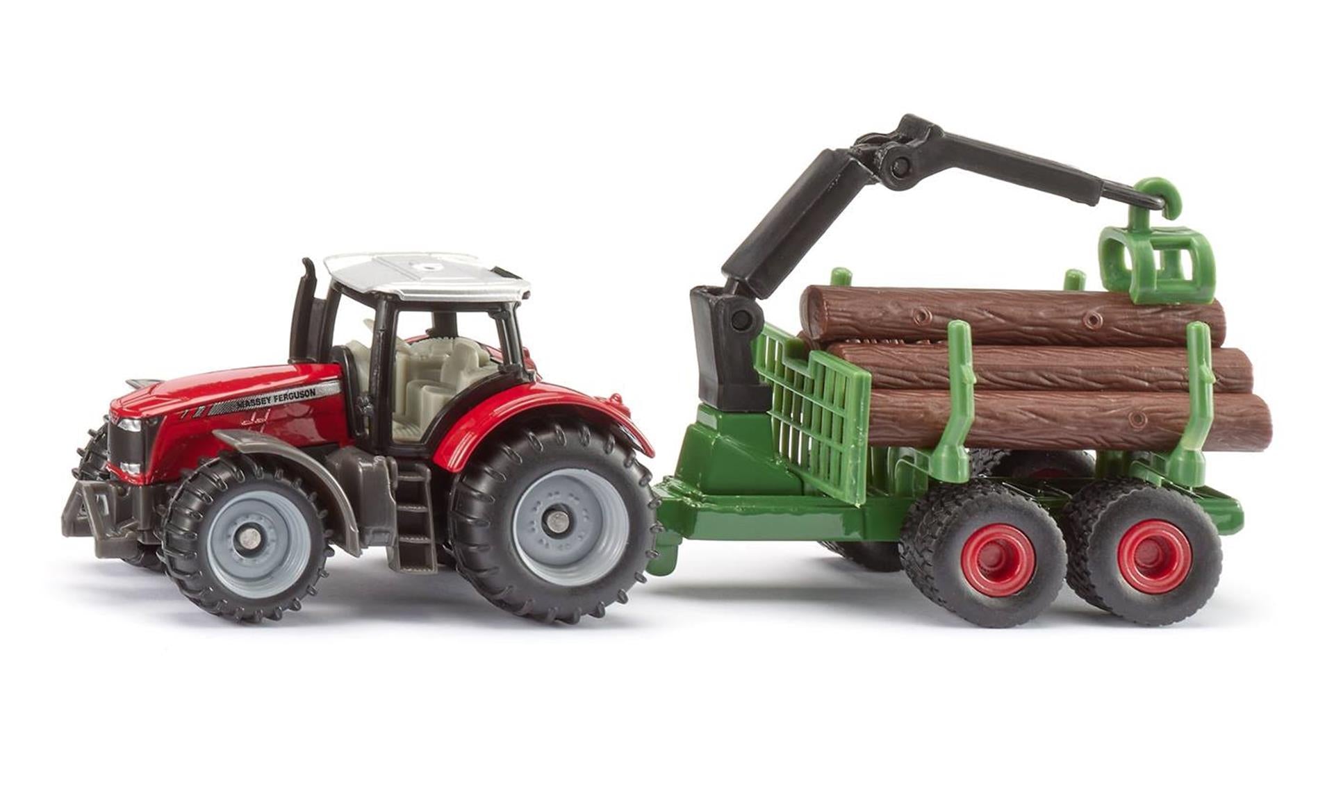 Tracteur Siku Massey Ferguson avec remorque de gestion forestière 1343