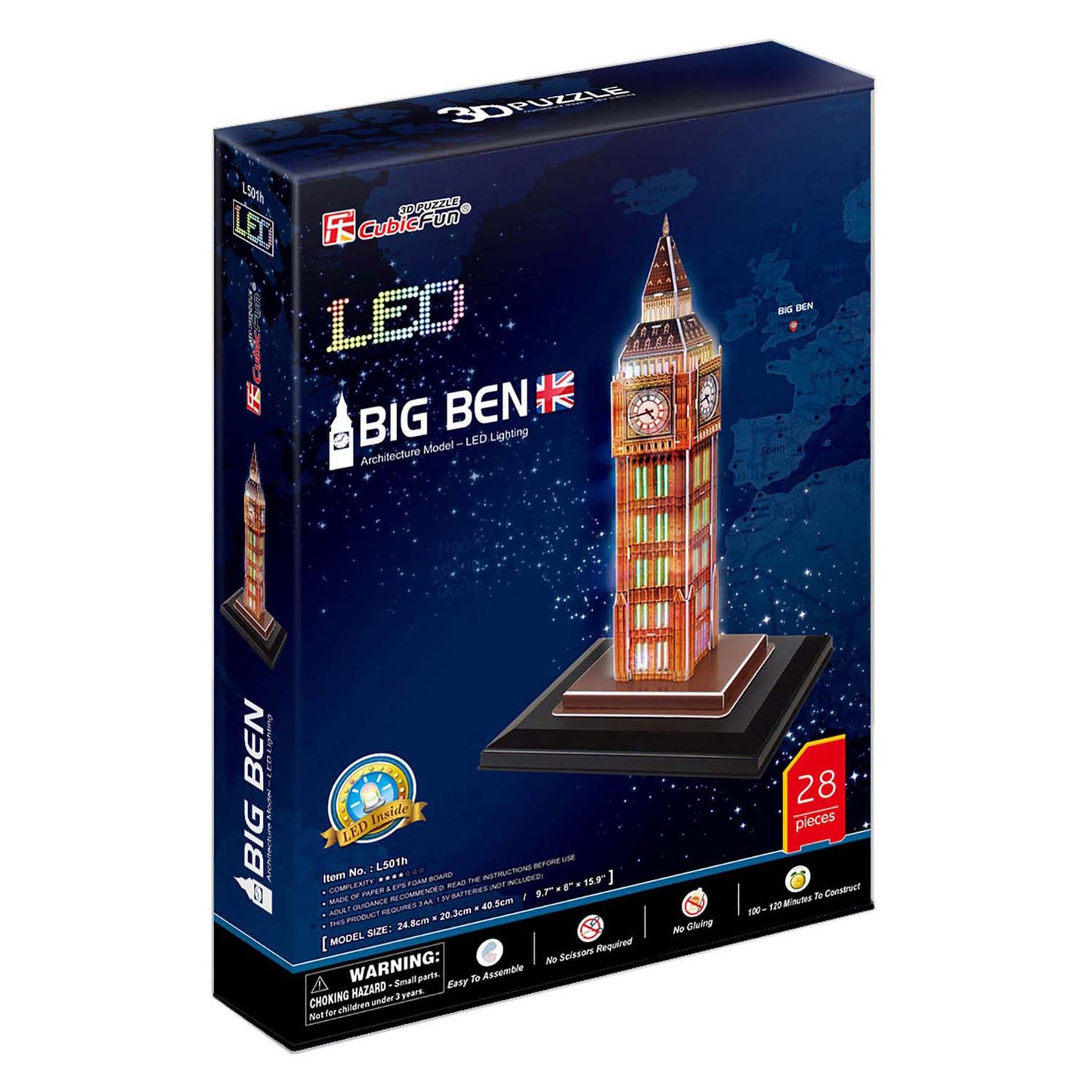 Puzzle 3d Fun Cubic Big Ben avec un éclairage LED