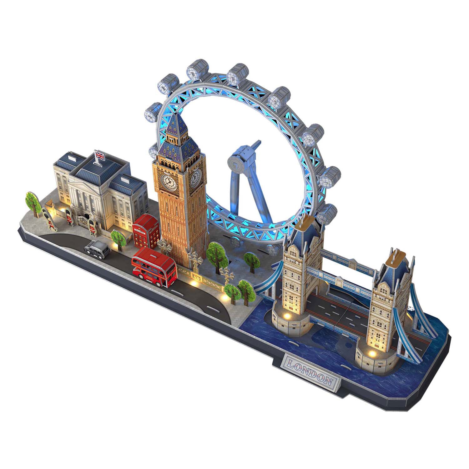Puzzle 3D cubique amusant City Line Londres LED, 107 pièces.