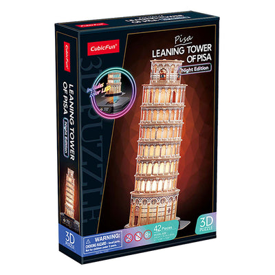 Tour de puzzle en 3D cube de Pise avec un éclairage LED