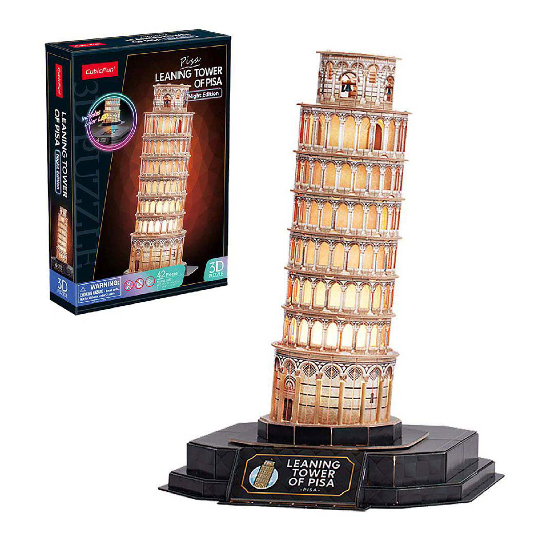 Tour de puzzle en 3D cube de Pise avec un éclairage LED