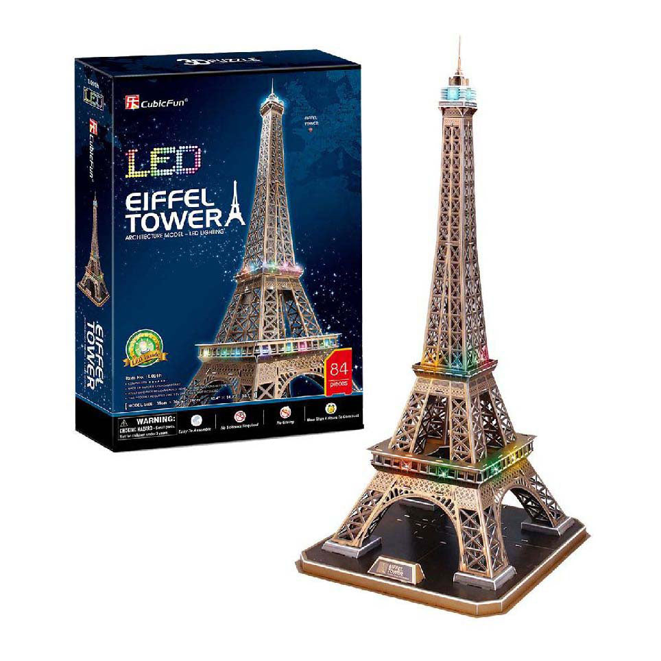 Tour Eiffel de puzzle de Fun Cubic Fun avec éclairage LED
