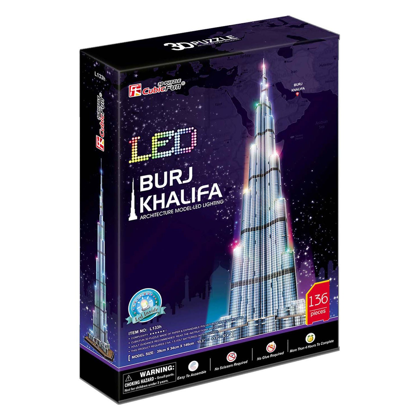 Cubic Fun 3d Puzzle Burj Khalifa avec éclairage LED