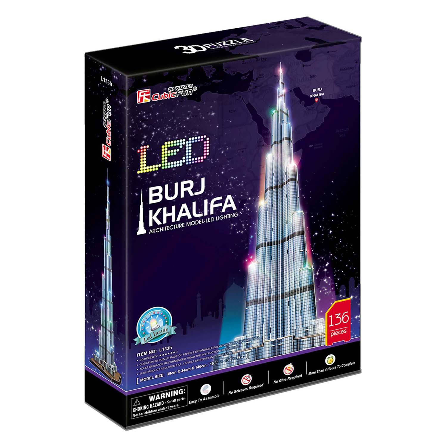 Cubic Fun 3d Puzzle Burj Khalifa avec éclairage LED