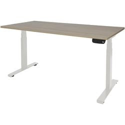 Bureau assis-debout Schaffenburg dextro plus chêne robson, blanc 1800 x 800 mm