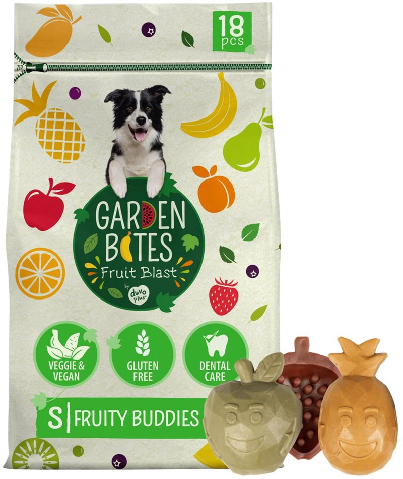 Duvo plus garden bites - fruity buddies dog snacks - friandises pour chiens - végétarien sans gluten - petit 18pcs