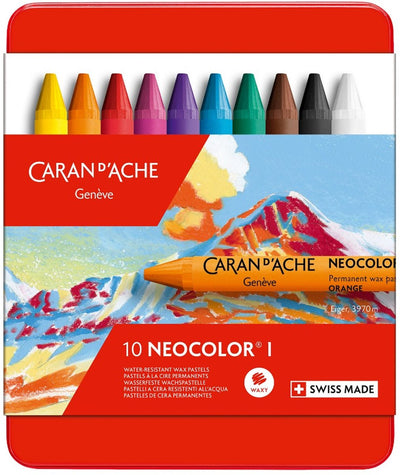 Caran dache caran d'ache neocolor i, l : 10 cm, épaisseur 8,5 mm, divers coloris, 10 pièces 1 boîte