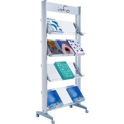 Porte brochure mobile paperflow plexiglas 4 compartiments