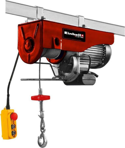 Palan électrique à câble Einhell tc-eh 1000 - 1 600 w - 500 kg à 18 m - 999 kg à 9 m (avec poulie) - arrêt d'urgence - frein automatique - incl. poulie